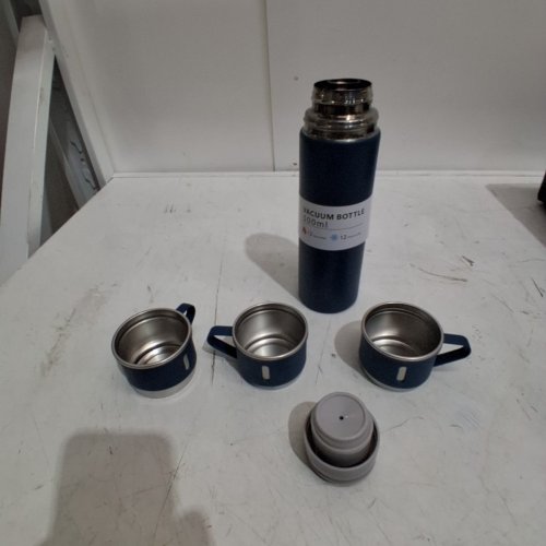 4PC WORLD OF DANCE CLASSIC CUSTOM BRADNED THERMO VACUUM FLASK SET, WITH 3 MUGS - 500ML - BLUE image 3