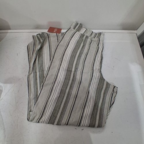 WOMEN'S IYLA STRIPED LINEN PANT - LARGE - GREY/WHITE image 2
