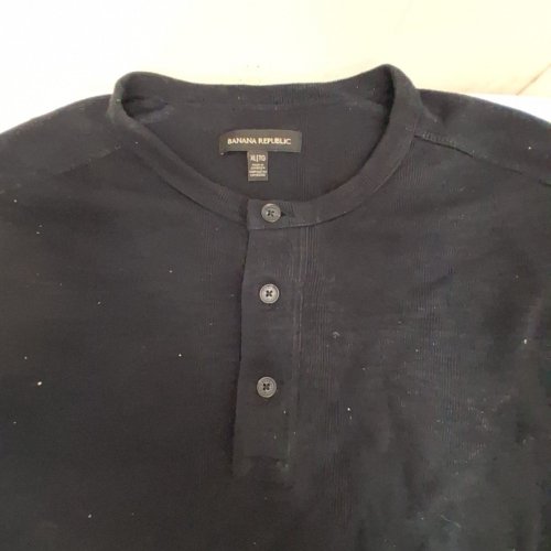 MENS BANANA REPUBLIC LONG SLEEVE SLIM-FIT RIBBED HENLEY TOP - EXTRA LARGE - BLACK (STYLE: 1944004) image 3