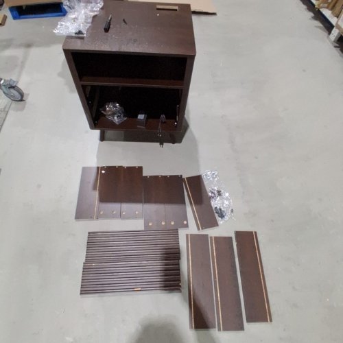 GUNAITO FLUTED NIGHTSTAND WITH CHARGING STATION AND LED LIGHTS IN THE STORAGE COMPARTMENT - 16" X 20" X 24"- WALNUT/DARK BROWN image 2