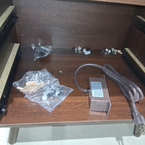 GUNAITO FLUTED NIGHTSTAND WITH CHARGING STATION AND LED LIGHTS IN THE STORAGE COMPARTMENT - 16" X 20" X 24"- WALNUT/DARK BROWN image 3