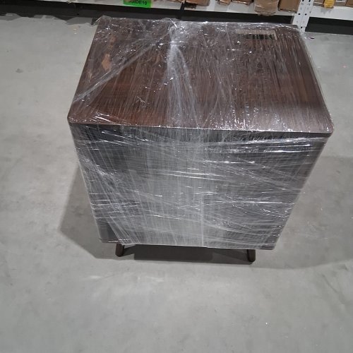 GUNAITO FLUTED NIGHTSTAND WITH CHARGING STATION AND LED LIGHTS IN THE STORAGE COMPARTMENT - 16" X 20" X 24"- WALNUT/DARK BROWN image 6
