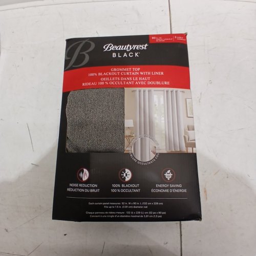(2 PANEL) BEAUTYREST GROMMET TOP BLACKOUT CURTAIN WITH LINER - 52" X 90" - SILVER (MODEL: 6699105) image 2