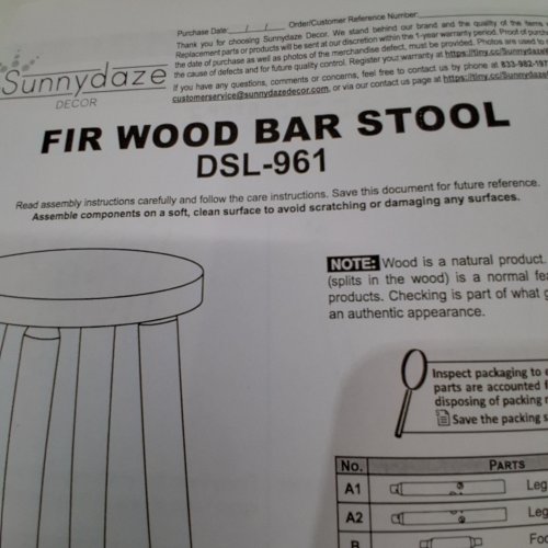 SUNNYDAZE FIR WOOD BAR STOOL - 24" - NATURAL WOOD (MODEL: DSL-961) image 2