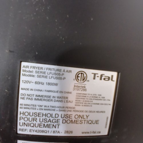 T-FAL INFRARED SURFACE AIR FRYER - 6.3 QT - 1800W - BLACK (MODEL: 2055376) image 10