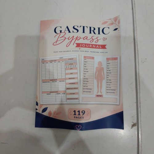 GASTRIC BYPASS JOURNAL FOR DAILY BARIATRIC WEIGHT LOSS SURGERY RECORDS - OFF WHITE/PINK/NAVY BLUE image 2