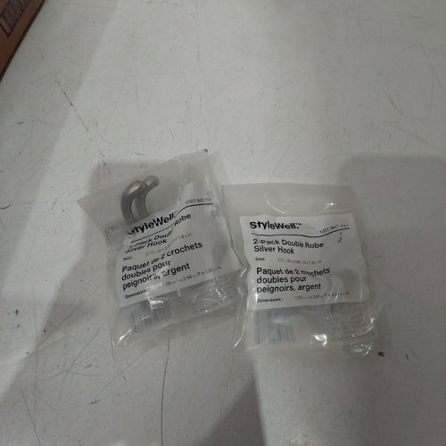 2 (2PK) STYLEWELL DOUBLE ROBE HOOK - SILVER (ITEM: 1001947731) image 2