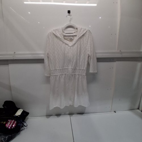 WOMEN'S KRISTA HOODED SWIM COVER-UP DRESS - XL (14) - WHITE image 2