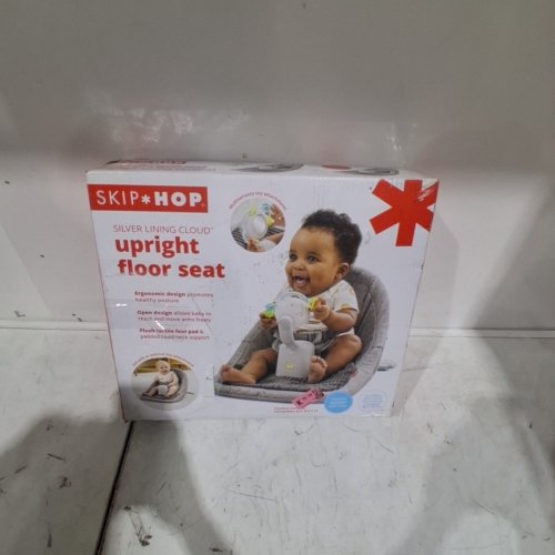 SKIP HOP SILVER LINING CLOUD UPRIGHT FLOOR SEAT WITH MULTISENSORY TOY ATTACHMENT - 25LB CAPACITY - GREY - (MODEL: 90260010) image 5