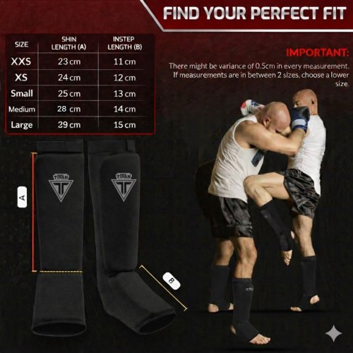 ADULTS TITAN GEAR SOFT ELASTICATED INSTEP SHIN GUARDS WITH HOOK & LOOP STRAP - SMALL - BLACK image 2
