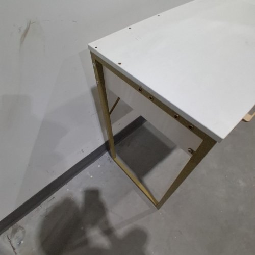 MODERN DESIGN OFFICE / LIVING ROOM DESK WITH 2 DRAWERS - 31.5" X 29" - WHITE & GOLD image 5