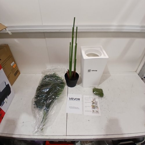 ARTIFICIAL ARECA PALM TREE WITH WHITE TALL PLANTER - 5FT - GREEN / WHITE (MODEL: FH-CGSWK150) image 2