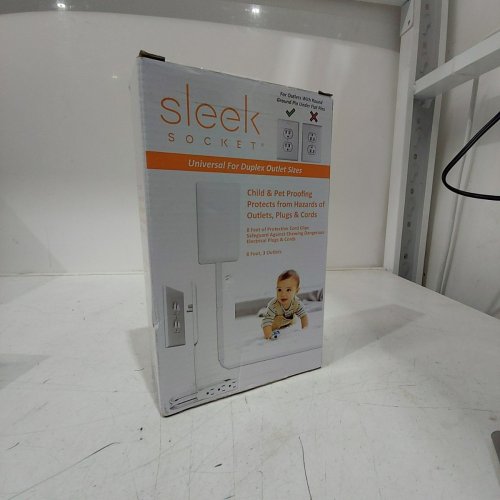 SLEEK SOCKET PET PROOFING & PLUG CONCEALER WITH CORD CLIPS - 8FT FLAT EXTENSION CORD - WHITE (MODEL: 9-PI-OVSZ-W) image 2