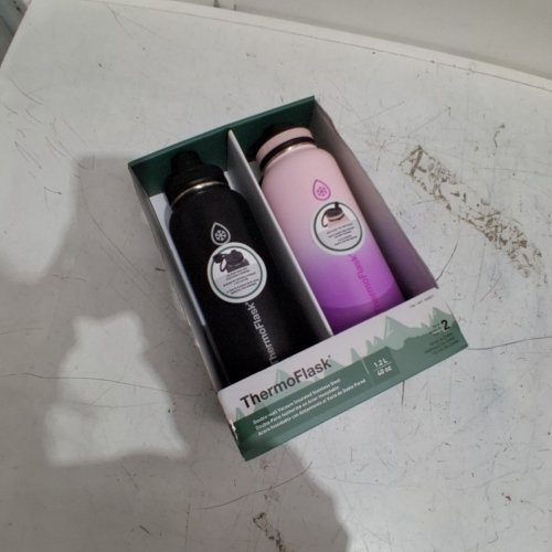 2PK THERMOFLASK STAINLESS STEEL BOTTLE - 40OZ - BLACK/PURPLE (MODEL:1630877) image 2