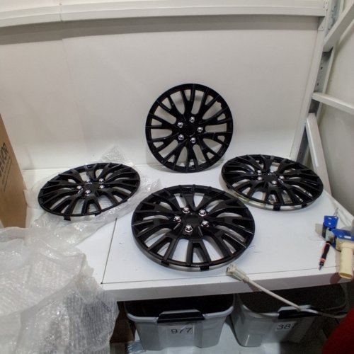 4PK HUBCAPS WHEEL COVERS FOR VARIOUS MODELS - 16" - BLACK/GLOSS (MODEL: T-R16-7) image 2