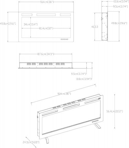 MIRAGE 2 ELECTRIC FIREPLACE - 36" - BLACK image 2