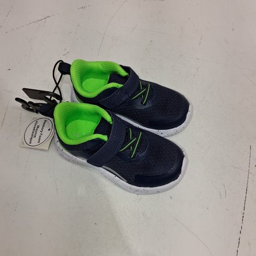 ATHLETIC WORKS TODDLER BOY SNEAKERS - SIZE 6 - NAVY AND NEON GREEN image 2