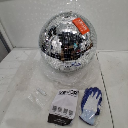 HANGING MIRROR DISCO BALL - 16" - SILVER/GLASS image 2
