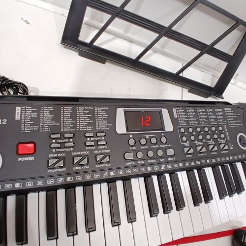 BEGINNERS 61-KEY ELECTRONIC KEYBOARD PIANO WITH MUSIC STAND - BLACK/WHITE (MODEL: BD-612) image 2
