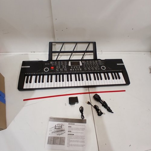 BEGINNERS 61-KEY ELECTRONIC KEYBOARD PIANO WITH MUSIC STAND - BLACK/WHITE (MODEL: BD-612) image 3