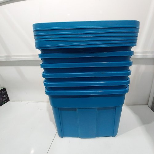 6PK RUBBERMAID ROUGHNECK STORAGE TOTES - 18 GAL - BLUE (MODEL: RMRT180056) image 3