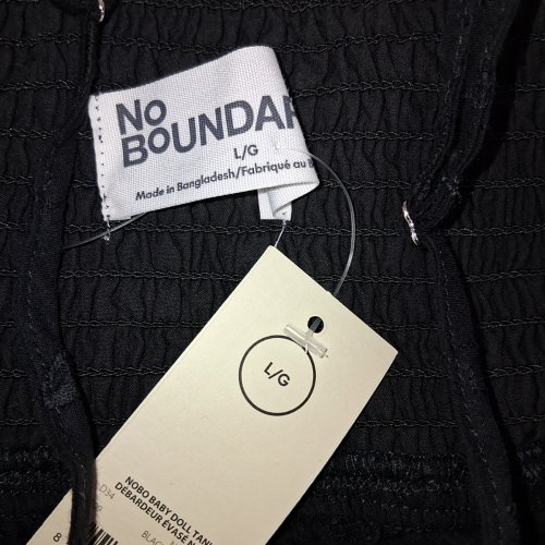 WOMEN'S NO BOUNDARIES BABYDOLL TANK TOP - LARGE - BLACK image 3