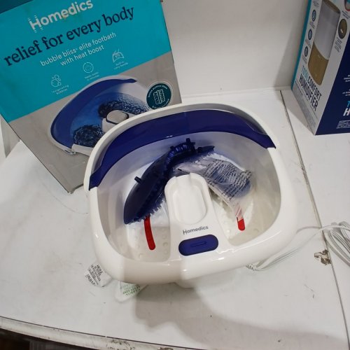 HOMEDICS BUBBLE BLISS ELITE FOOTBATH WITH 2 SOLE MASAGE NODES AND PEDICURE BRUSH - WHITE / PURPLE (MODEL: FB-380HJA) image 2