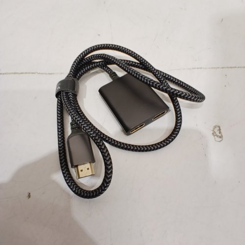 WARRKY 2-IN 1-OUT BIDIRECTIONAL BRAIDED CABLE HDMI SWITCHER/SPLITTER - 4K - 60HZ - 3.3FT - GREY (MODEL: ‎WARRKY-AV-H03) image 2