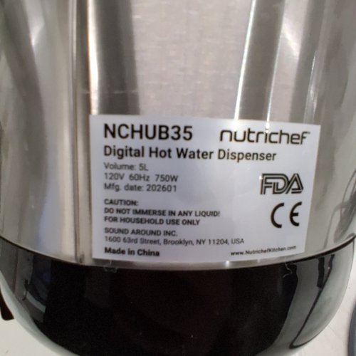 NUTRICHEF STAINLESS STEEL ELECTRIC HOT WATER DISPENSER - 5L - SILVER/BLACK (MODEL: NCHUB35) image 9