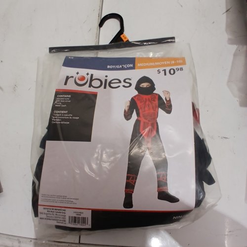 3PC BOYS RUBIES NINJA COSTUME - MEDIUM (8/10) - BLACK/RED (STYLE: 1000486) image 2