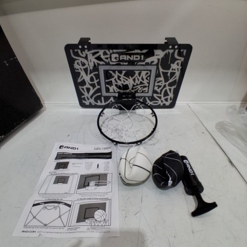 AND1 OVER THE DOOR MINI BASKETBALL HOOP SET - 18"X12" - BLACK/WHITE (MODEL: 5A1GT0110W0E2) image 2