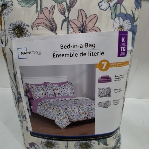 7PC MAINSTAYS FLORAL BED-IN-A-BAG BEDDING SET - KING - MULTICOLOUR (MODEL: MS8502263422-20) image 5