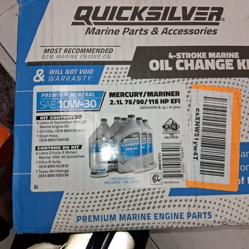8PC QUICKSILVER 4-STROKE MARINE OIL CHANGE KIT - 1L- SAE 10W-30 (ITEM: 8M0107511) image 2