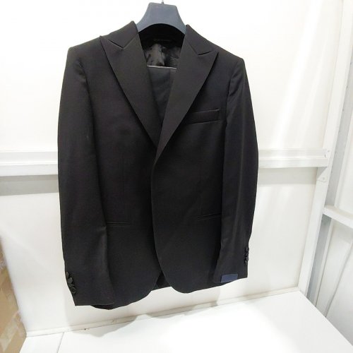 2PC MEN'S MODA SPANI 100% VIRGIN WOOL SUIT JACKET & PANTS - 48 - BLACK (MODEL: A-TOLEDO-PI) image 2