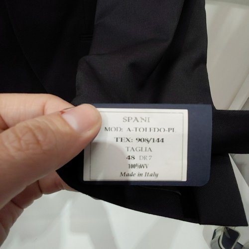2PC MEN'S MODA SPANI 100% VIRGIN WOOL SUIT JACKET & PANTS - 48 - BLACK (MODEL: A-TOLEDO-PI) image 3