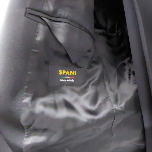 2PC MEN'S MODA SPANI 100% VIRGIN WOOL SUIT JACKET & PANTS - 48 - BLACK (MODEL: A-TOLEDO-PI) image 5