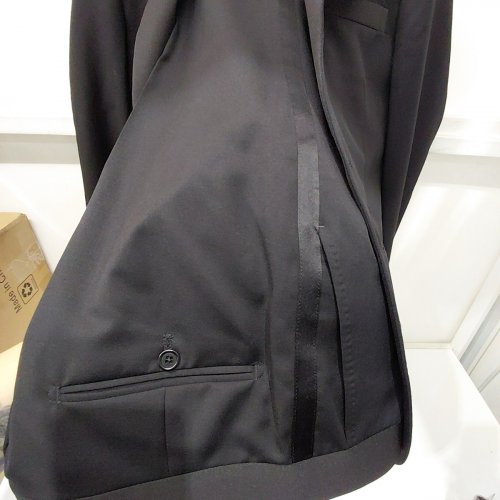 2PC MEN'S MODA SPANI 100% VIRGIN WOOL SUIT JACKET & PANTS - 48 - BLACK (MODEL: A-TOLEDO-PI) image 7