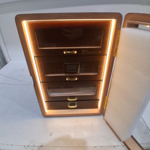 MARVERO DESKTOP CIGAR HUMIDOR CABINET - HOLDS 200 CIGARS - WALNUT (MODEL: CIGAR-15-UK) image 2
