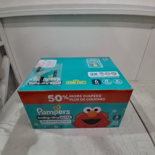 124PK PAMPERS BABY DRY ULTRA FRAGRANCE FREE 3X PROTECTION DIAPERS - SIZE 6 (35LB+) image 2