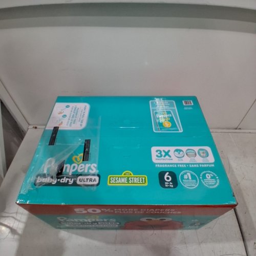 124PK PAMPERS BABY DRY ULTRA FRAGRANCE FREE 3X PROTECTION DIAPERS - SIZE 6 (35LB+) image 3