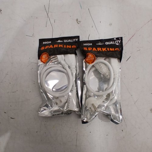 2 (2PK) SPARKING FLAT PLUG EXTENSION CORDS - 1FT LONG - WHITE image 2