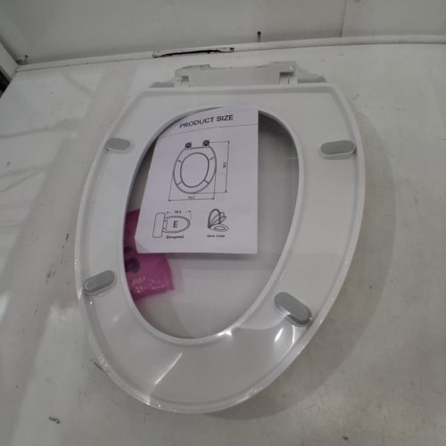 EILLBAR ELONGATED OVAL(OBLONG) TOILET SEAT WITH SOFT CLOSE - 18.5" - WHITE image 2