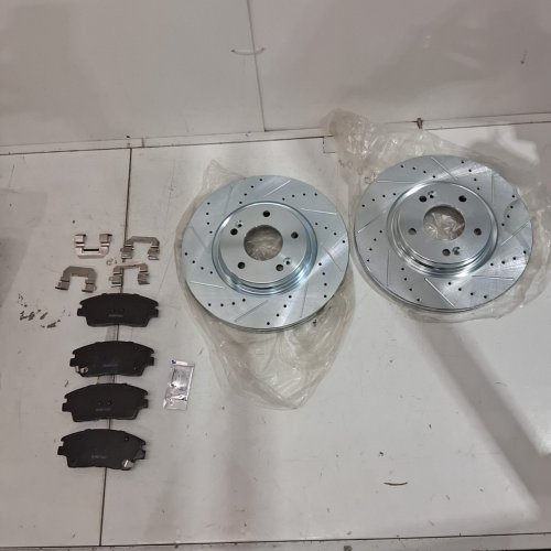 2PK DETROIT AXLE DRILLED SLOTTED BRAKE ROTOR BRAKE PAD KIT FOR KIA SOUL/SELTOS - (MODEL: S-800016) image 2
