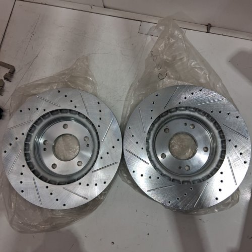 2PK DETROIT AXLE DRILLED SLOTTED BRAKE ROTOR BRAKE PAD KIT FOR KIA SOUL/SELTOS - (MODEL: S-800016) image 5