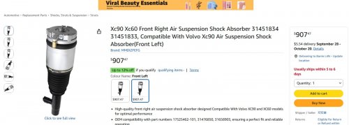 FRONT LEFT AIR SUSPENSION SHOCK ABSORBER COMPATIBLE WITH VOLVO XC90 (2016-2021) image 2