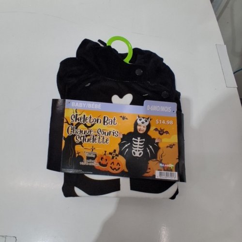 BABY PALAMON SKELETON BAT ONESIE - 0-6 MONTHS - BLACK/WHITE image 2