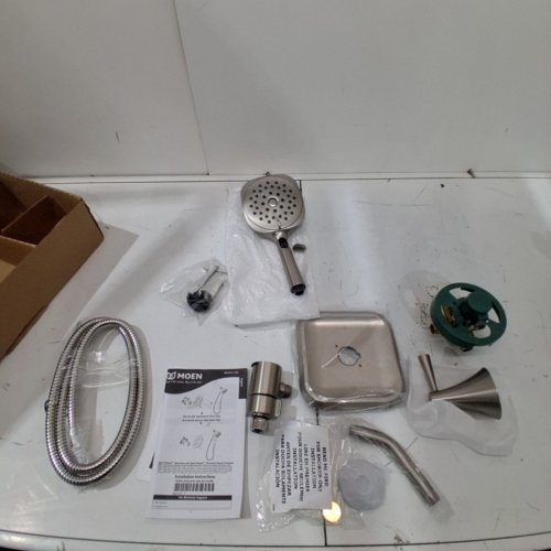 MOEN RONAN SINGLE HANDLE MODERN SHOWER FAUCET WITH SQUARE HANDHAELD RAIN SHOWER HEAD- 1.75 GPM - BRUSHED NICKEL (MODEL: 82023SRN) image 4
