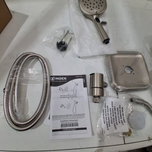 MOEN RONAN SINGLE HANDLE MODERN SHOWER FAUCET WITH SQUARE HANDHAELD RAIN SHOWER HEAD- 1.75 GPM - BRUSHED NICKEL (MODEL: 82023SRN) image 7