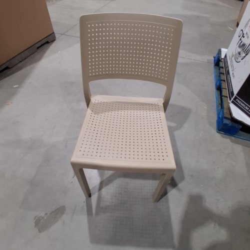 decorative plastic outdoor armless patio chair - tan image 2
