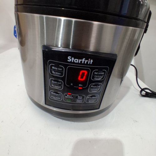 STARFRIT ELECTRIC RICE COOKER WITH STEAMER BASKET, MEASURING CUP & SERVICE SPOON - 14 CUP - SILVER (MODEL: 024735) image 2